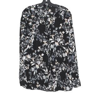 Simply Emma Top Floral Academia Whimsigoth Cottage Romantic Button Up Black 2X